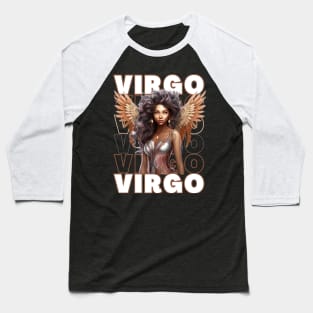 Black Virgo Zodiac Sign Woman Baseball T-Shirt